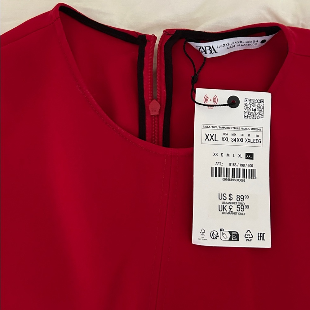 NWT ZARA RED MIDI SWING DRESS SIZE XXL ZW COLLECTION - Picture 9 of 12